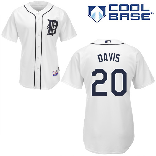 Rajai Davis #20 MLB Jersey-Detroit Tigers Men's Authentic Home White Cool Base Baseball Jersey